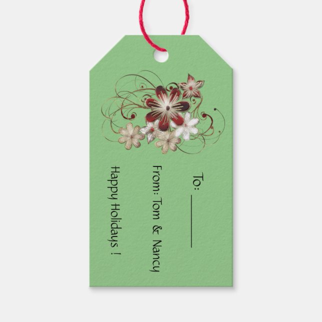 Red Floral Holidays Geschenkanhänger (Vorderseite)