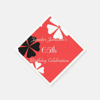 Red Floral Minimalistisch 65. Geburtstagsparty Serviette