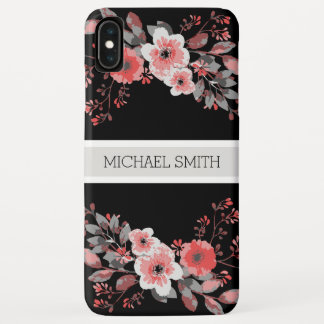Red Floral Modern Black Elegante Name Case-Mate iPhone Hülle