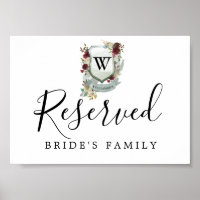 Red Floral Monogram Wappen Hochzeitreserviert Zeic