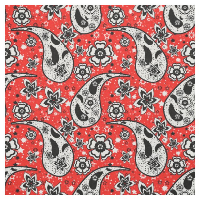 Red Floral Paisley Muster Design Stoff (Muster)