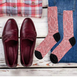 Red Floral Panel Crew Socks Socken