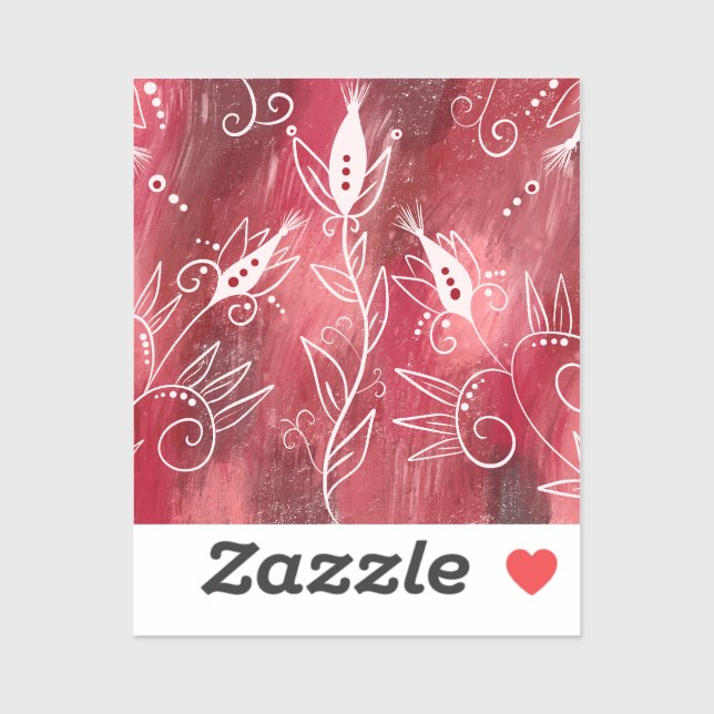Red Floral Pattern Aufkleber (Blatt)