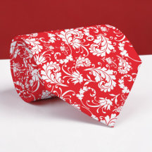 Red Floral Pattern Custom Necktie