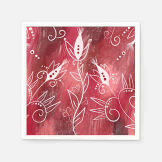 Red Floral Pattern Serviette