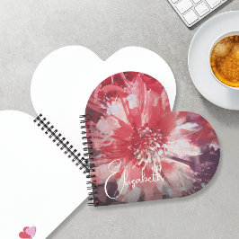 Red Floral Personalisiert Notizbuch