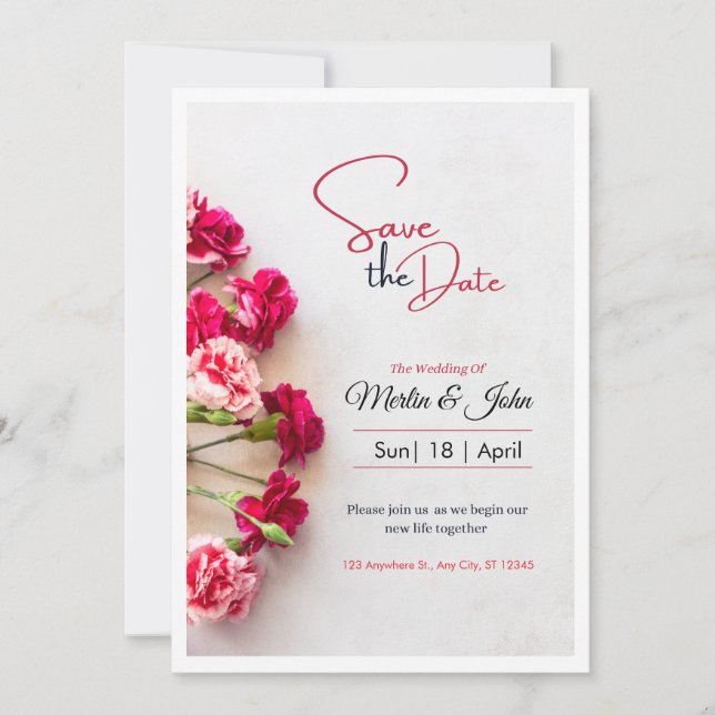 Red Floral Photo Wedding Save the Date Poster (Vorderseite)