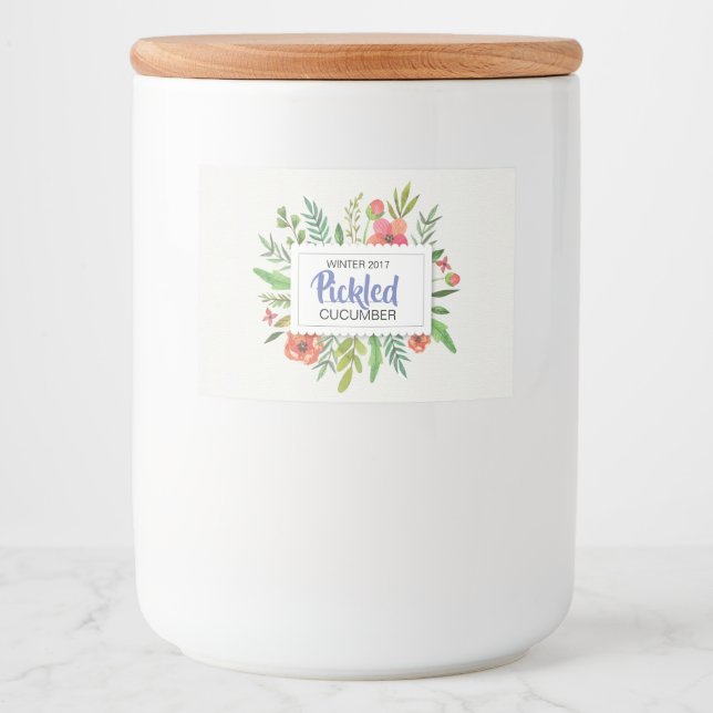 Red Floral Pickled Cummber Lebensmitteletikett (Vorderseite)