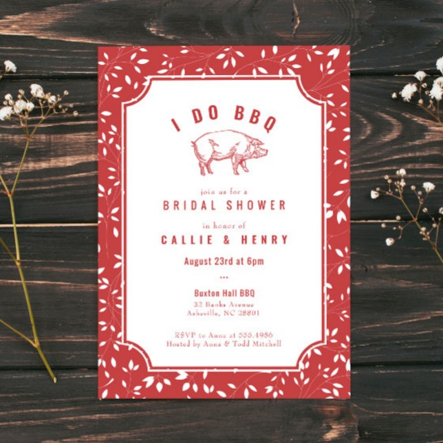 Red Floral Pig I DO GRILLEN Bridal Dusche Einladun Einladung (Von Creator hochgeladen)