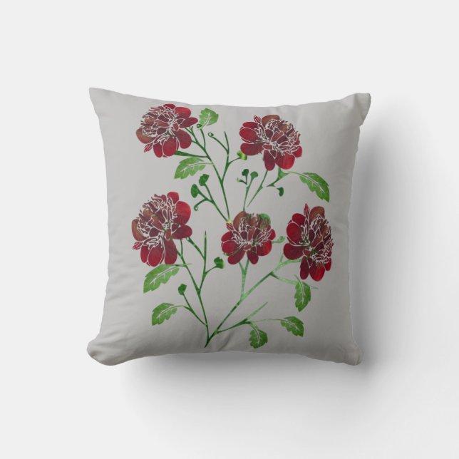 Red Floral Pillow Kissen (Vorderseite)