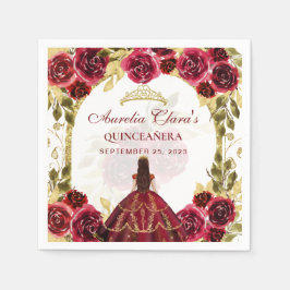 Red Floral Princess Gold Arch Quinceanera Serviette