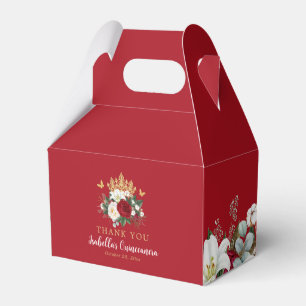 Red Floral Quinceañera Vielen Dank Geschenkschachtel