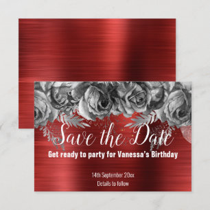 RED FLORAL SAVE THE DATE RSVP CARD KARTE