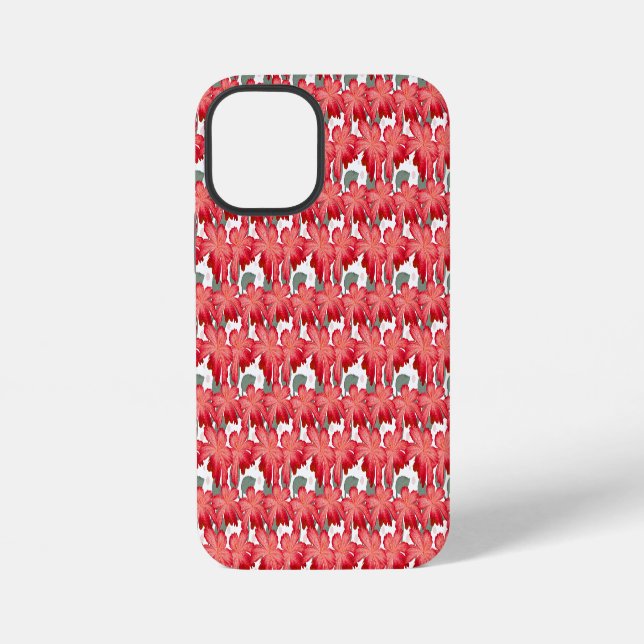 Red Floral Seamless Pattern, Elegant Flower Repeat iPhone Hülle (Rückseite)