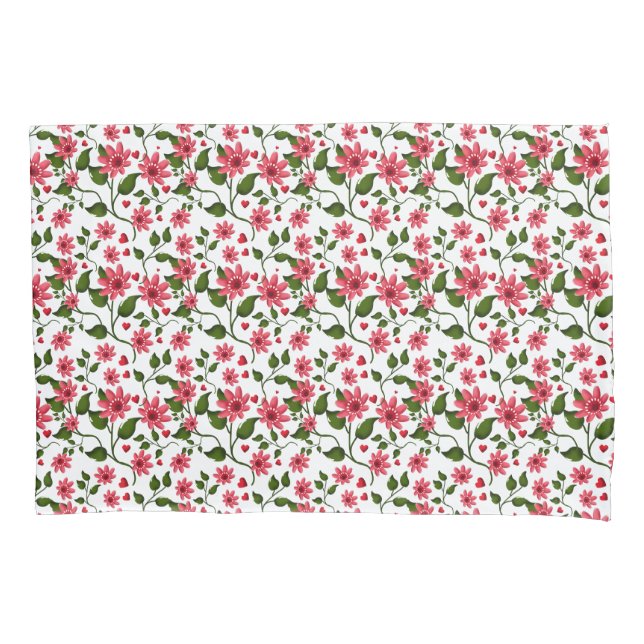 Red Floral Seamless Pattern  |  Kissenbezug (Vorderseite)