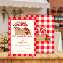 Red Floral She's Fresh of the Market Brautparty