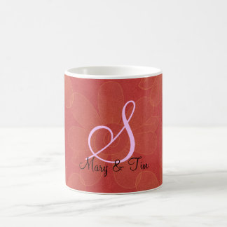 Red Floral Splendor - Monogramm: Kaffeetassen