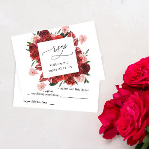 Red Floral w Meal UAWG RSVP Karte