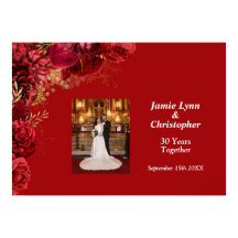 Red Floral Wedding Anniversary Poster
