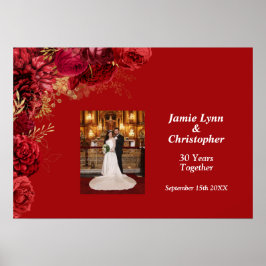 Red Floral Wedding Anniversary Poster