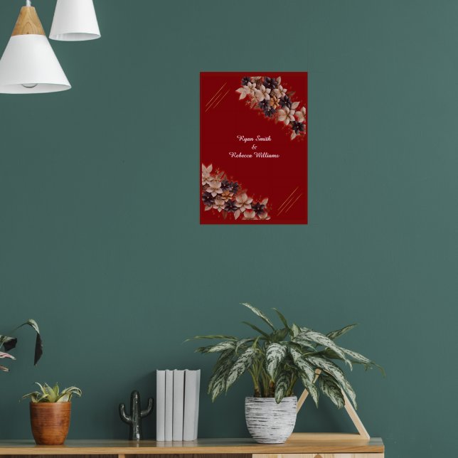 Red Floral Wedding Poster  Elegant Wedding Welcome (Wohnzimmer 1)