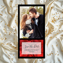 Red Floral Wedding Save the Date Announcement
