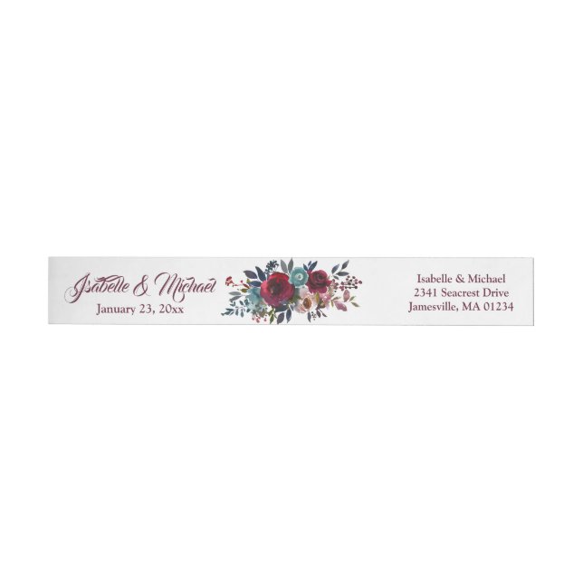 Red Floral Wedding Wraparound Rücksendeadresse (Person)