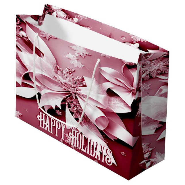 Red Floral Weihnachtsgeschenk Tasche Große Geschenktüte (Vorderseite Schrägansicht)