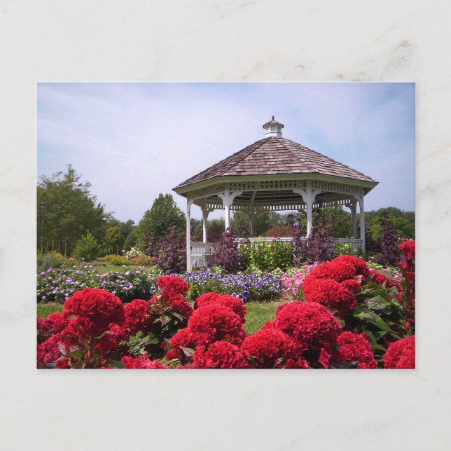 Red Flower Garden Gazebo, Mark Edward Westerfield Postkarte (Vorderseite)