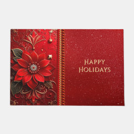 Red Flower Holiday Doormat Fußmatte
