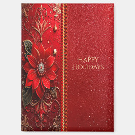 Red Flower Holiday Magnet