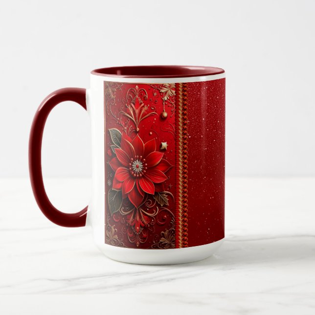 Red Flower Holiday Mug Tasse (Links)