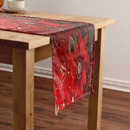 Red Flower Holiday Table Runner Mittelgroßer Tischläufer