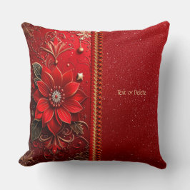 Red Flower Holiday Throw Pillow Kissen