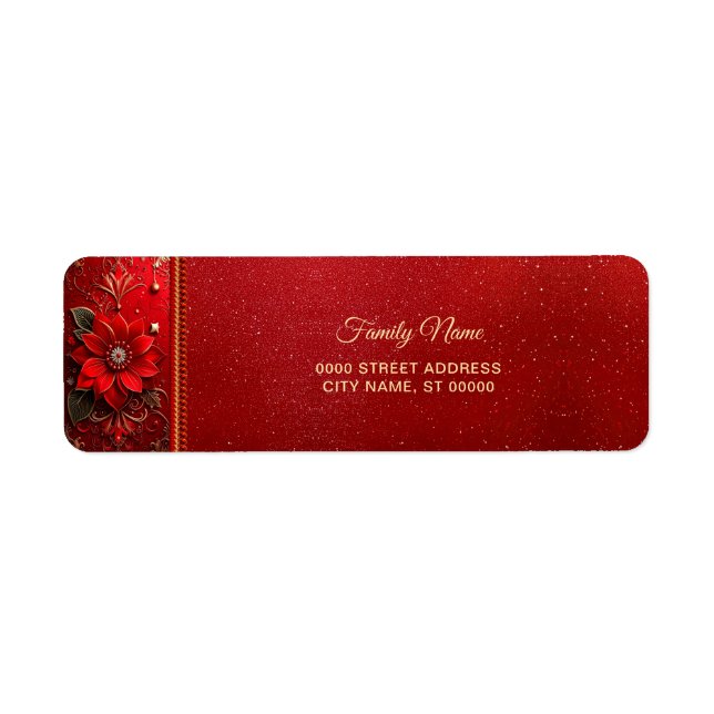 Red Flower Return Address Label (Vorne)