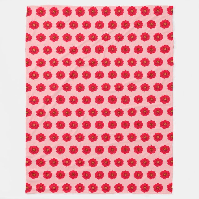 Red Flower Seamless Pattern Fleece Blanket (Vorderseite)
