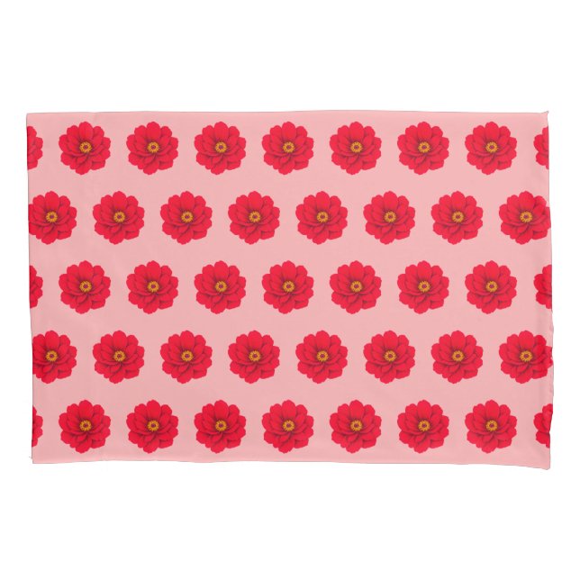 Red Flower Seamless Pattern Pillow Case Kissenbezug (Vorderseite)