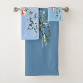 Red flower towel set by megyarsh