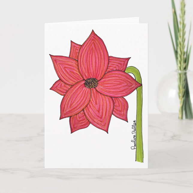 Red Flower with white background blank Karte (Vorderseite)
