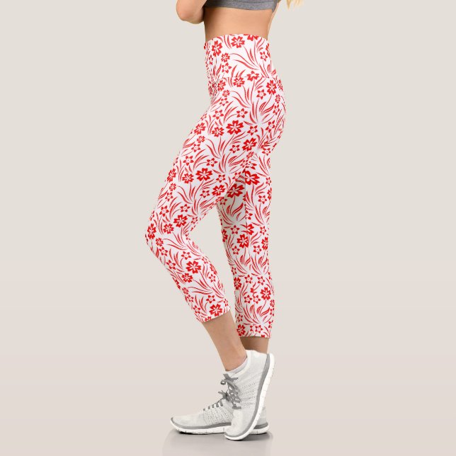 Red Flowers  Capri Leggings (Links)