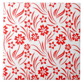 Red Flowers Ceramic Tile Fliese