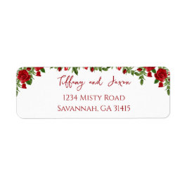 Red Flowers Modern Elegance Romantic Address