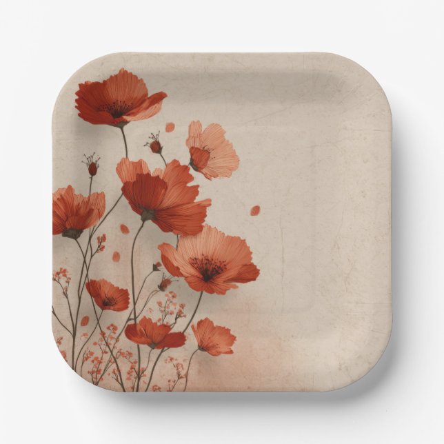 Red flowers. pappteller (Vorderseite)
