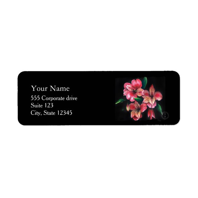 Red Flowers Return Address Labels (Vorne)