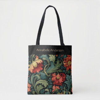 Red Flowers William Morris Personalize Tote Bag