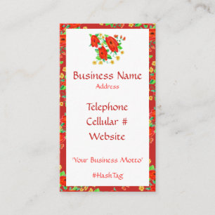 Red Flows Feminine Business Card Visitenkarte