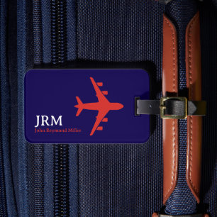 Red Flugzeug on Blue Personalisiert Travel Gepäckanhänger
