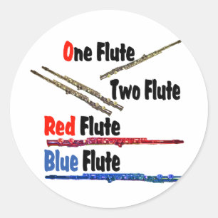 Red Flute Blue Flute Runder Aufkleber