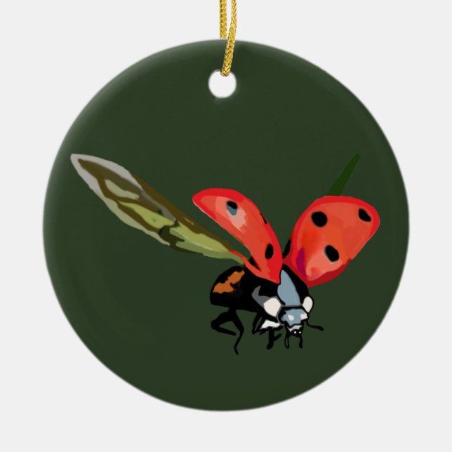 Red Flying Ladybird Keramik Ornament (Vorne)