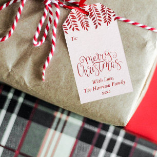 Red Foil Effect Typografie Frohe Weihnachten Geschenkanhänger